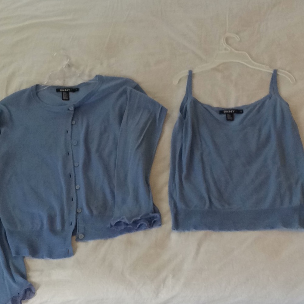 DNKY sweater set in gray blue